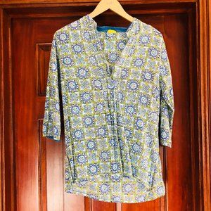 ROBERTA ROLLING RABBIT Tunic Shirt - Size Small / Cotton Blouse Top